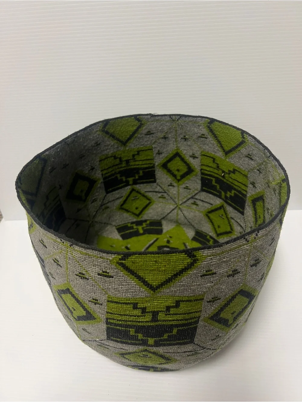 Handwoven Green and Gray Decorative Storage Basket